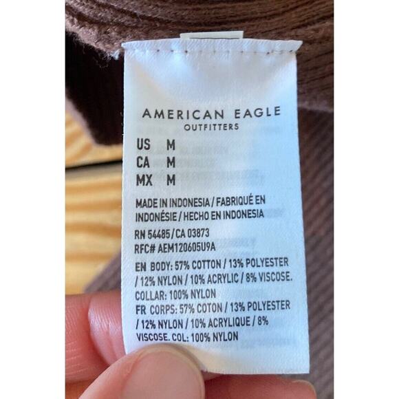 American Eagle Faux Fur Zip Cardigan Size Medium Women’s Brown - Picture 4 of 8